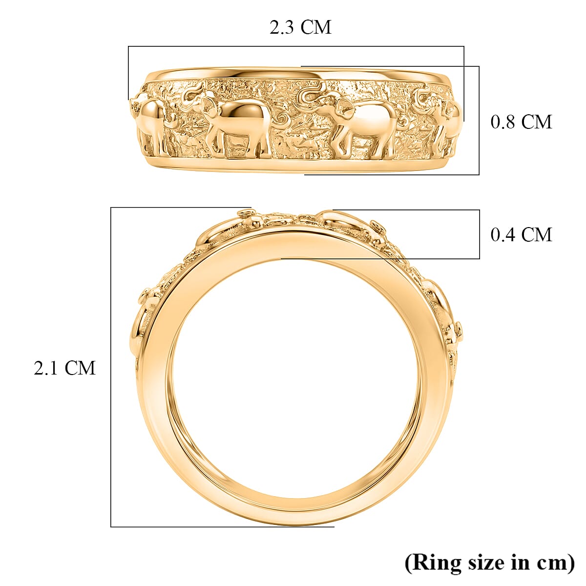 EverTrue Bronzella Collection - Elephant Band Ring in 18K Yellow Gold Plating 8486411 6