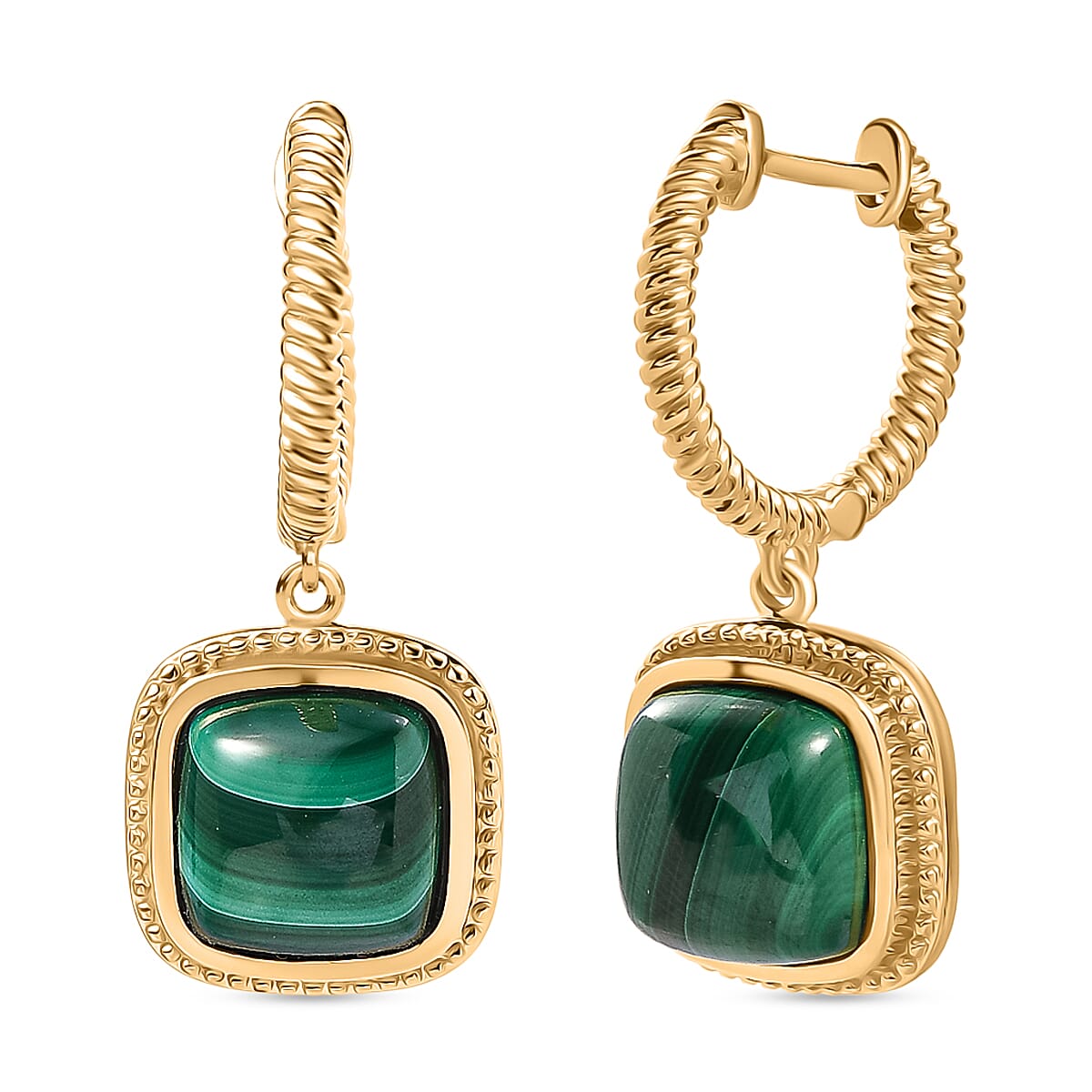 EverTrue Malachite Half Hoop Earring in Yellow Gold Plated 13.78 Ct. 8251067 0