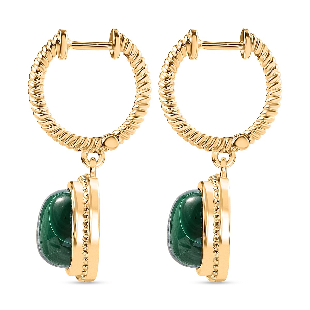 EverTrue Malachite Half Hoop Earring in Yellow Gold Plated 13.78 Ct. 8251067 3