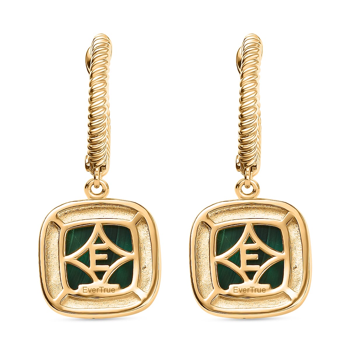 EverTrue Malachite Half Hoop Earring in Yellow Gold Plated 13.78 Ct. 8251067 4