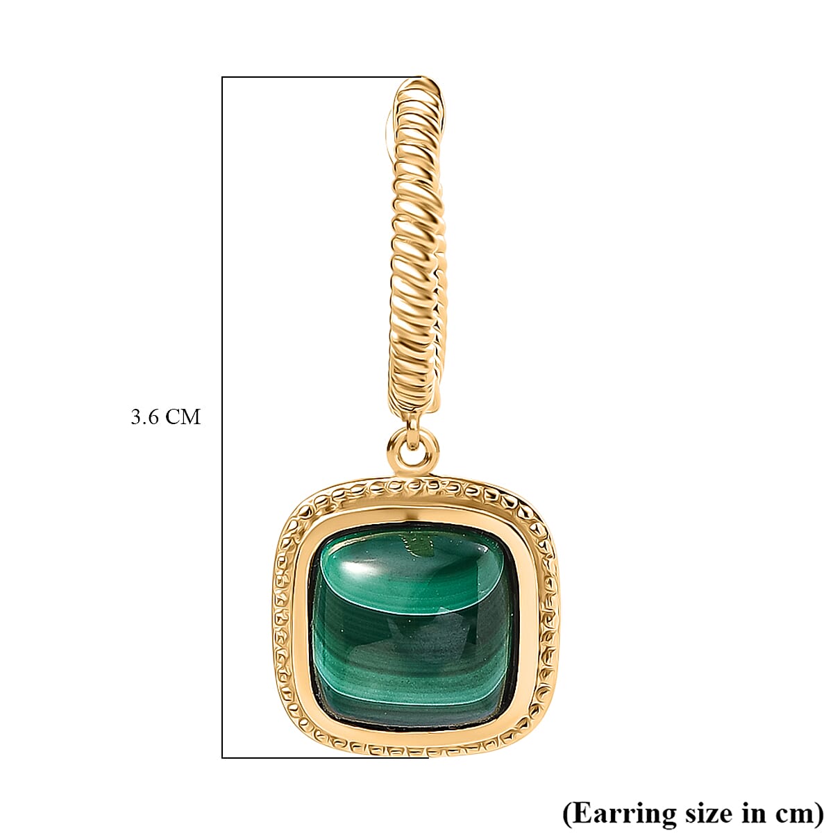 EverTrue Malachite Half Hoop Earring in Yellow Gold Plated 13.78 Ct. 8251067 5