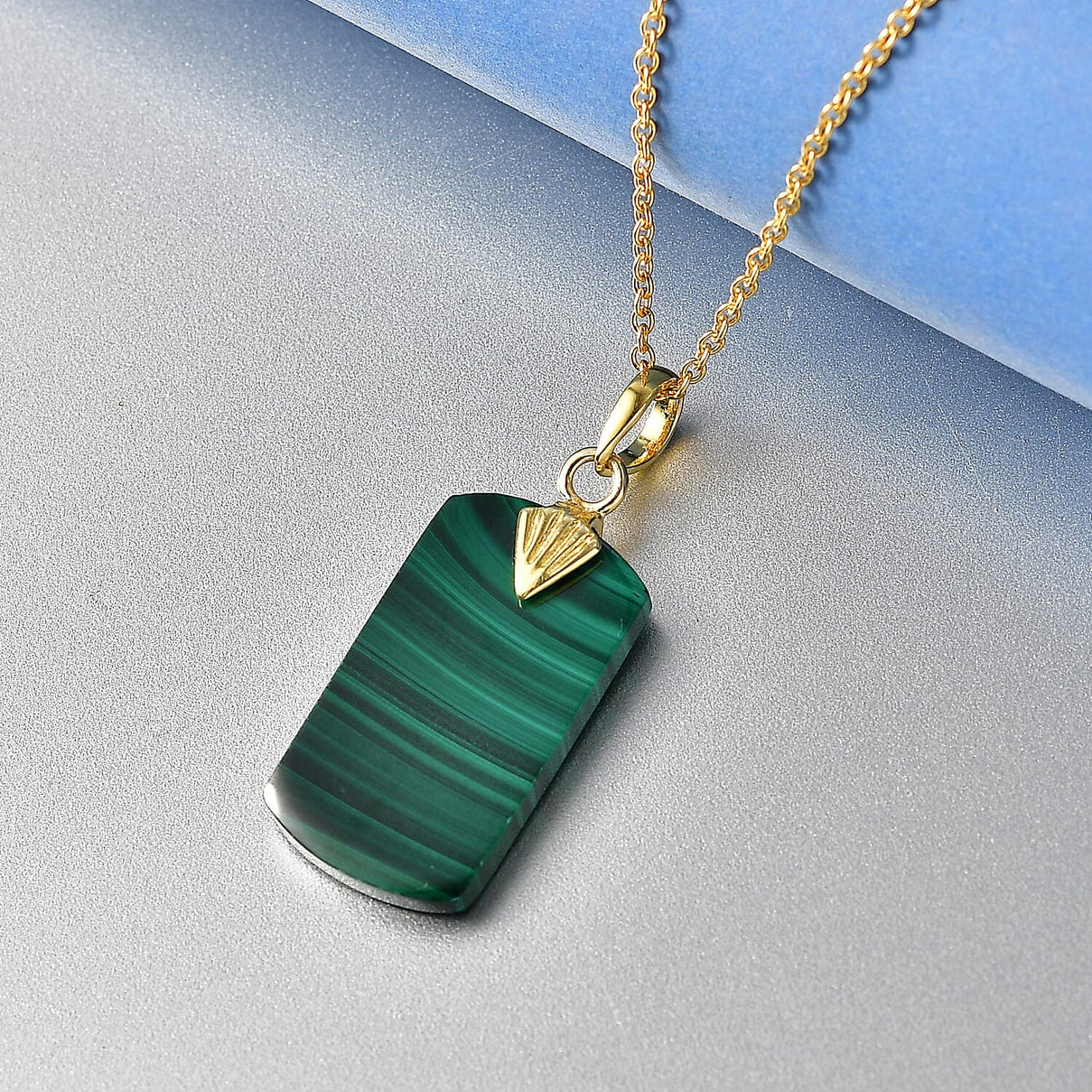 EverTrue Malachite Pendant with Chain (Size 20) in Yellow Gold Tone 25.06 Ct. 4426098 2