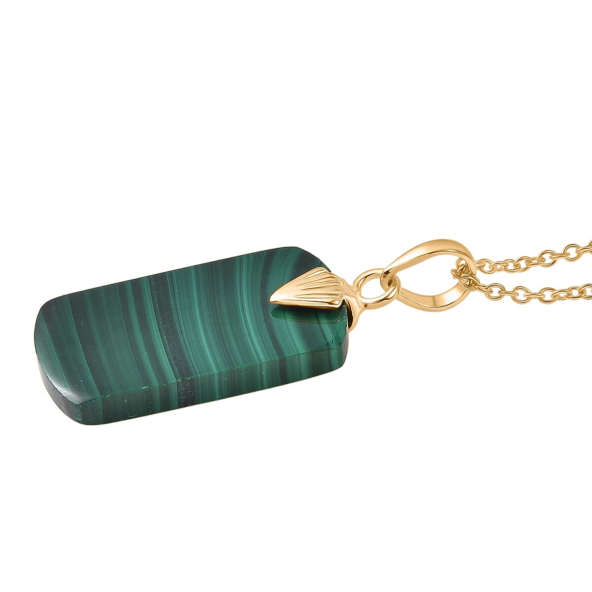 EverTrue Malachite Pendant with Chain (Size 20) in Yellow Gold Tone 25.06 Ct. 4426098 4