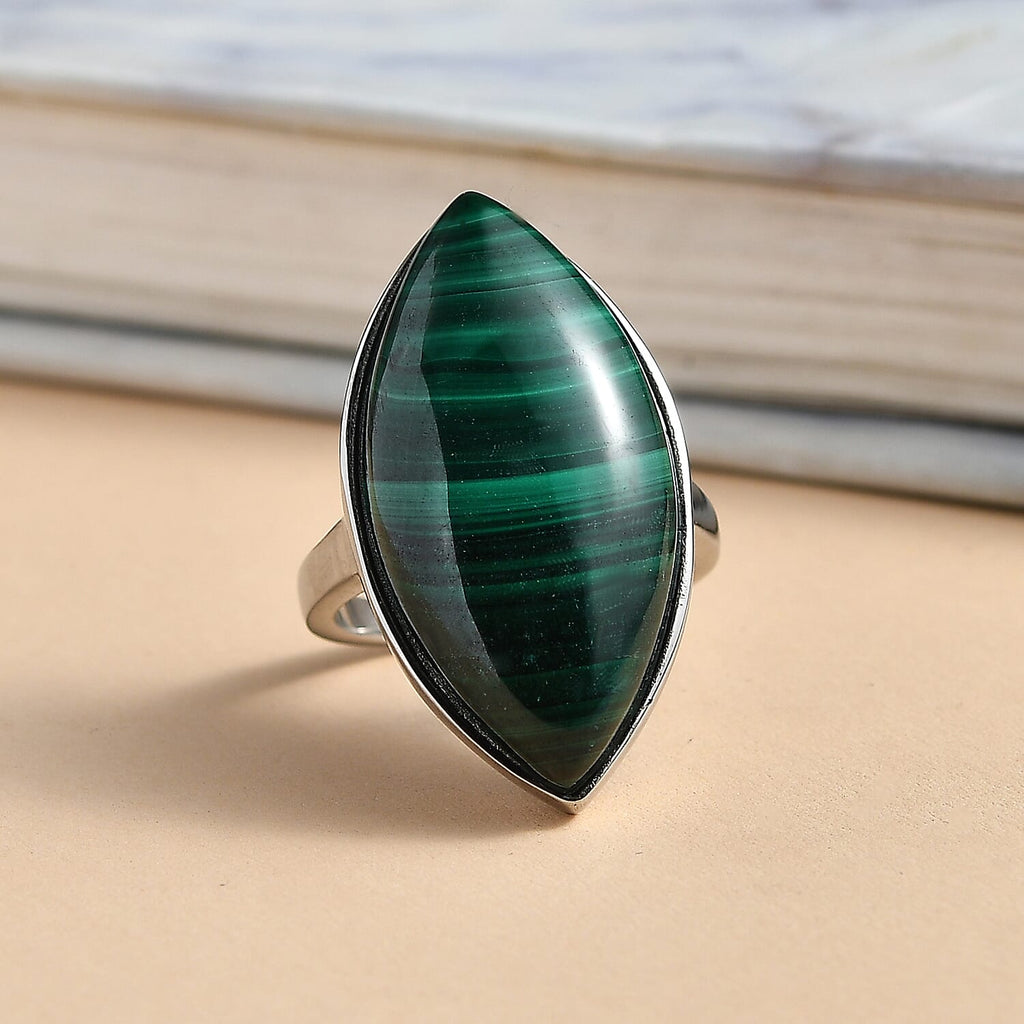 EverTrue Malachite Solitaire Ring 32.78 Ct.