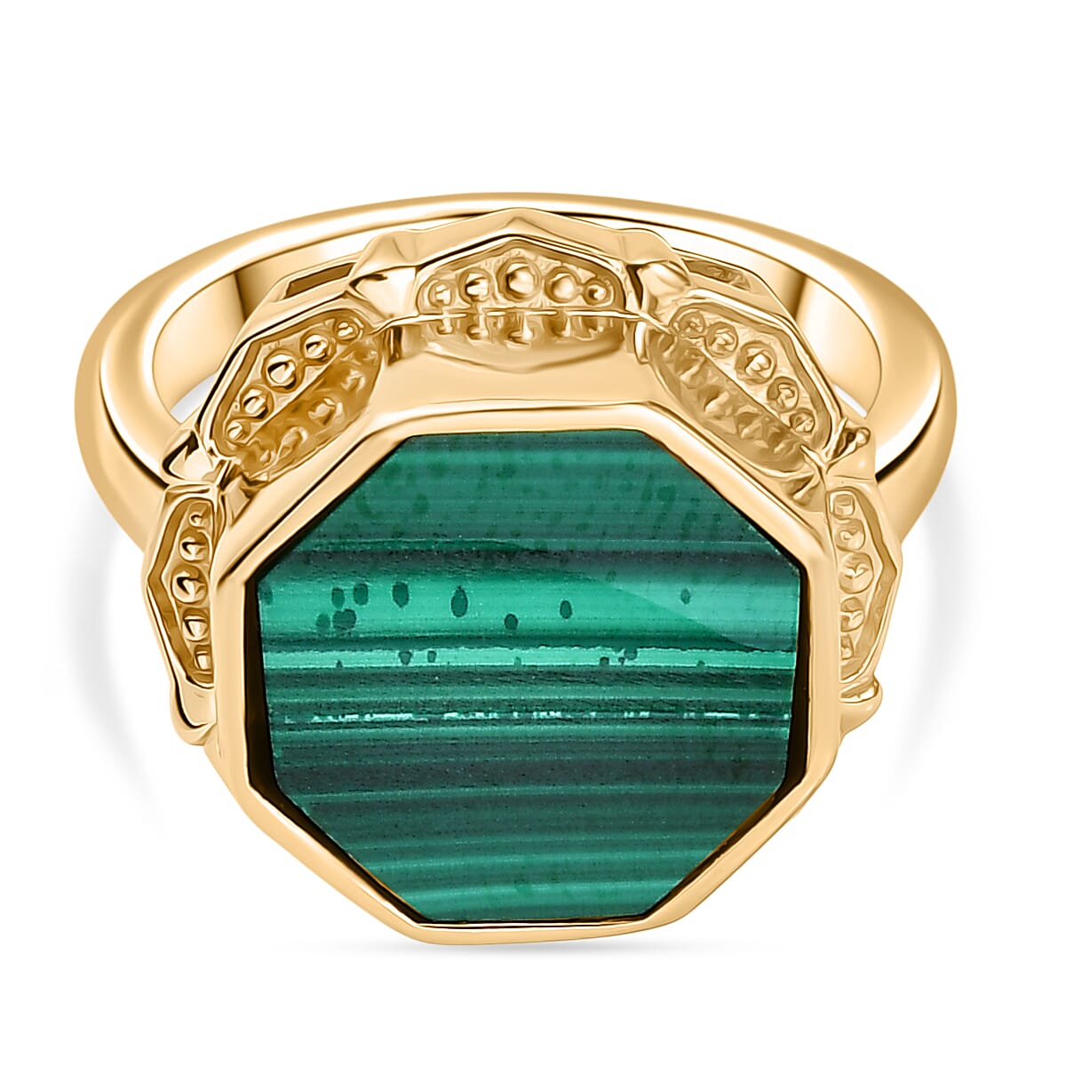EverTrue Malachite Octillion Solitaire Ring in Yellow Gold Plated 10.54 Ct. 8249340 0