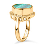 EverTrue Malachite Octillion Solitaire Ring in Yellow Gold Plated 10.54 Ct.