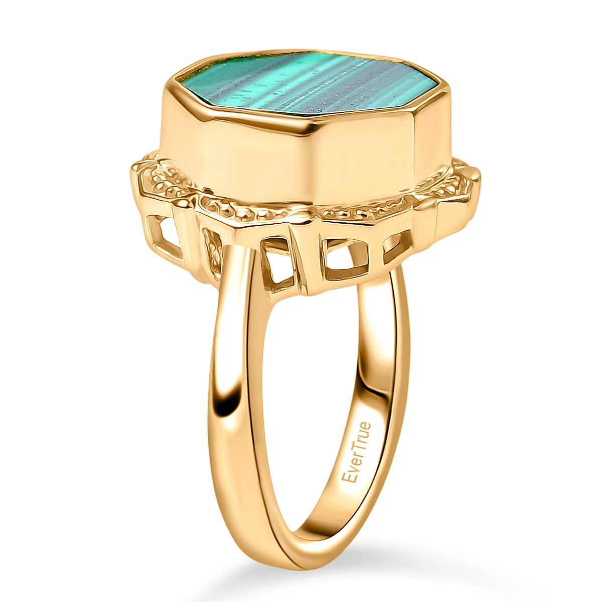 EverTrue Malachite Octillion Solitaire Ring in Yellow Gold Plated 10.54 Ct. 8249340 3