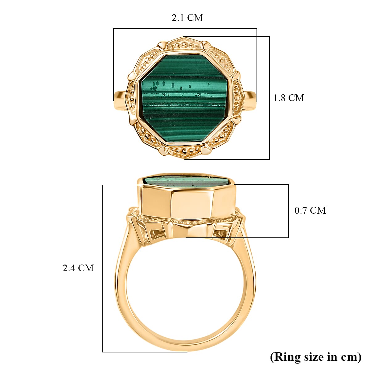 EverTrue Malachite Octillion Solitaire Ring in Yellow Gold Plated 10.54 Ct. 8249340 5