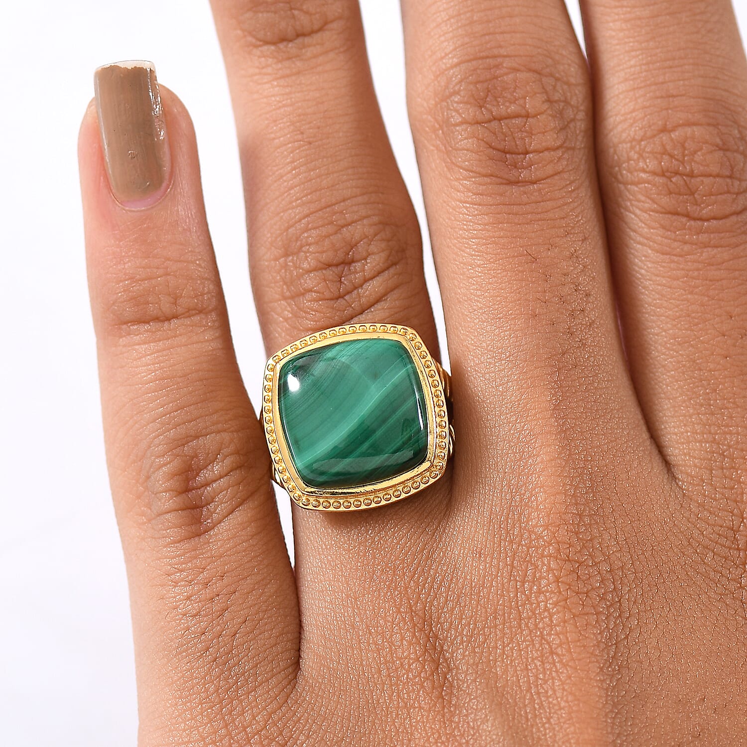 EverTrue Malachite Solitaire Ring in Yellow Gold Tone 15.80 Ct. 8248057 2