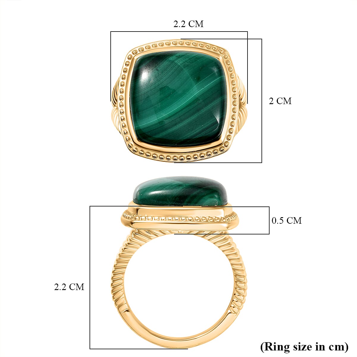 EverTrue Malachite Solitaire Ring in Yellow Gold Tone 15.80 Ct. 8248057 5