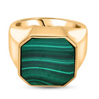 EverTrue Malachite Solitaire Ring in Yellow Gold Tone 16.14 Ct.