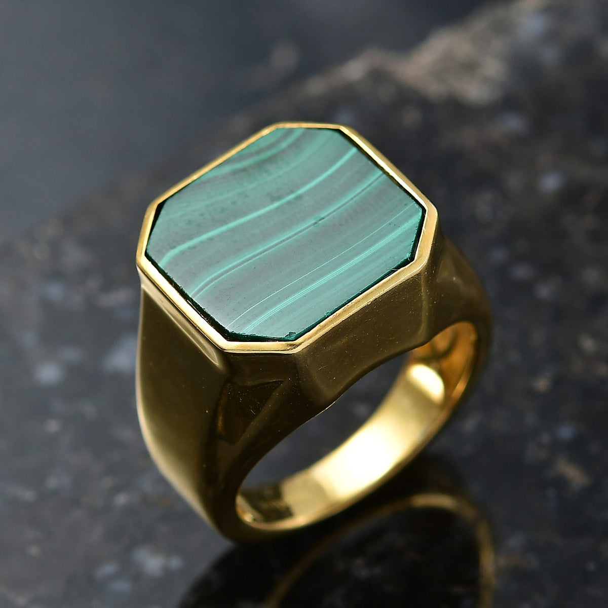 EverTrue Malachite Solitaire Ring in Yellow Gold Tone 16.14 Ct. V32755891 1