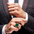 EverTrue Malachite Solitaire Ring in Yellow Gold Tone 16.14 Ct.