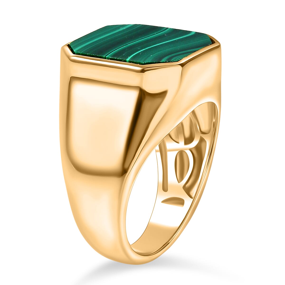 EverTrue Malachite Solitaire Ring in Yellow Gold Tone 16.14 Ct. V32755891 3