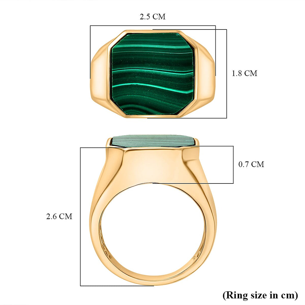EverTrue Malachite Solitaire Ring in Yellow Gold Tone 16.14 Ct.