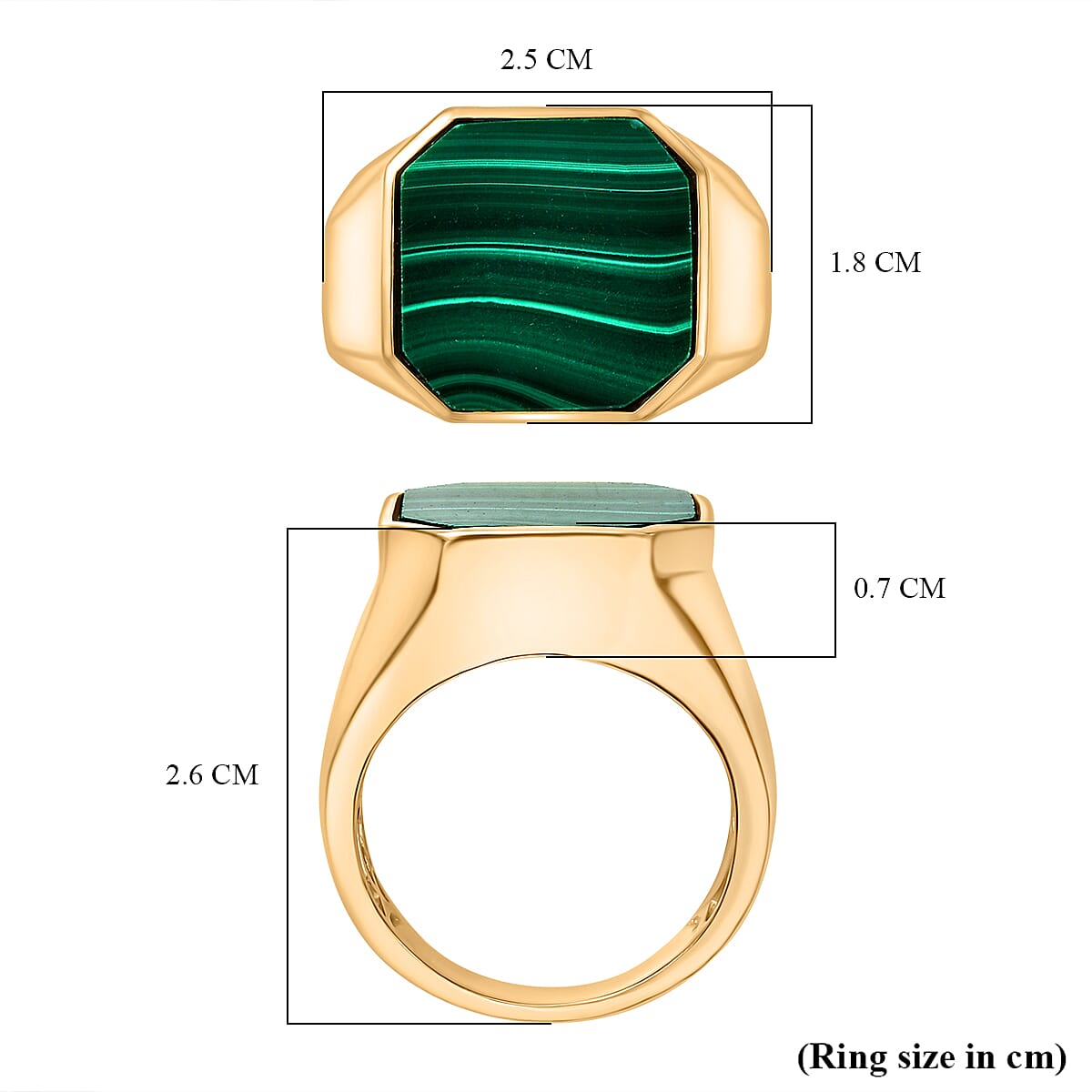 EverTrue Malachite Solitaire Ring in Yellow Gold Tone 16.14 Ct. V32755891 5