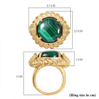 EverTrue Malachite Solitaire Ring in Yellow Gold Tone 16.69 Ct.