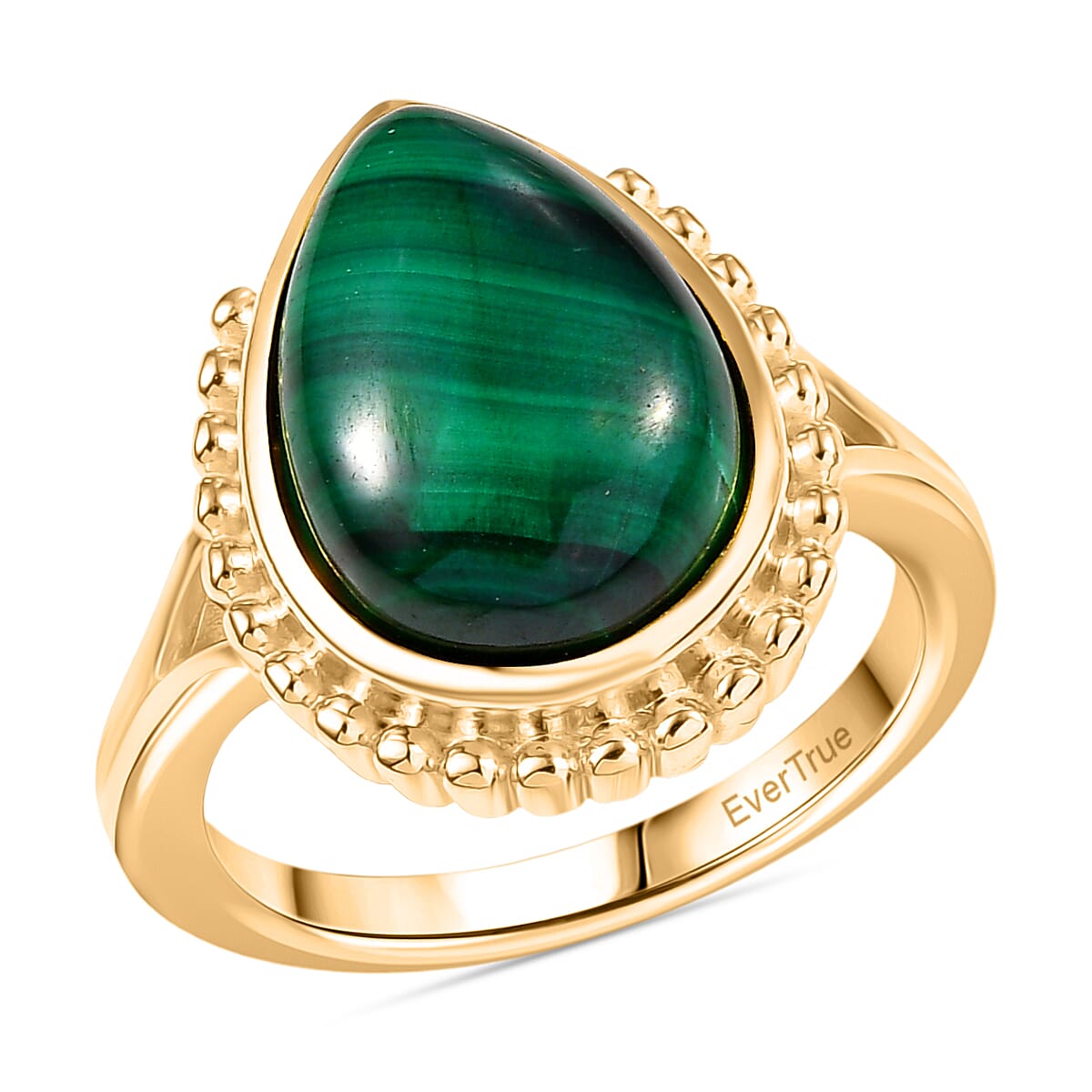 Designer Inspired - Malachite Solitaire Ring in Yellow Gold Tone 9.12 Ct. 8245946 0