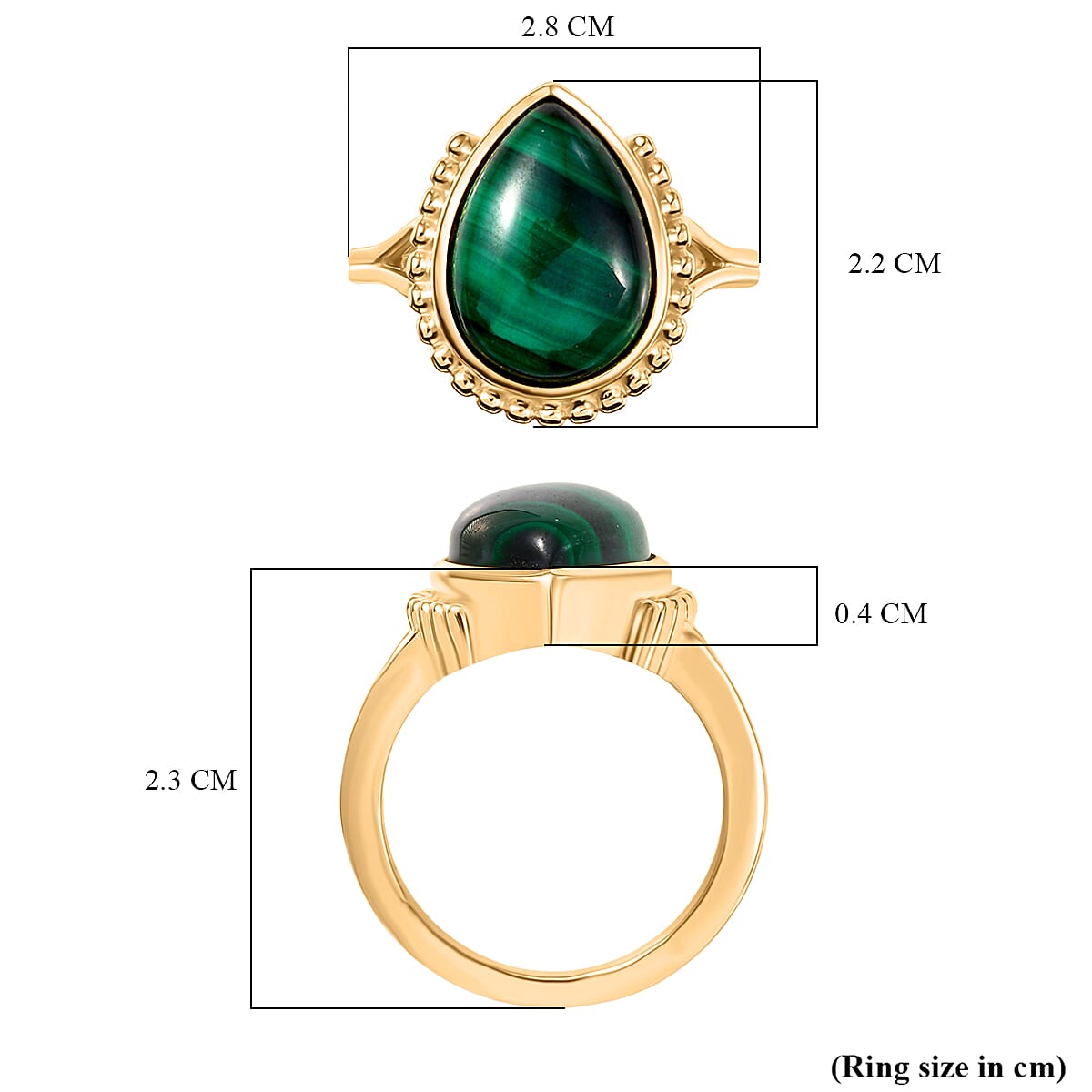 Designer Inspired - Malachite Solitaire Ring in Yellow Gold Tone 9.12 Ct. 8245946 5