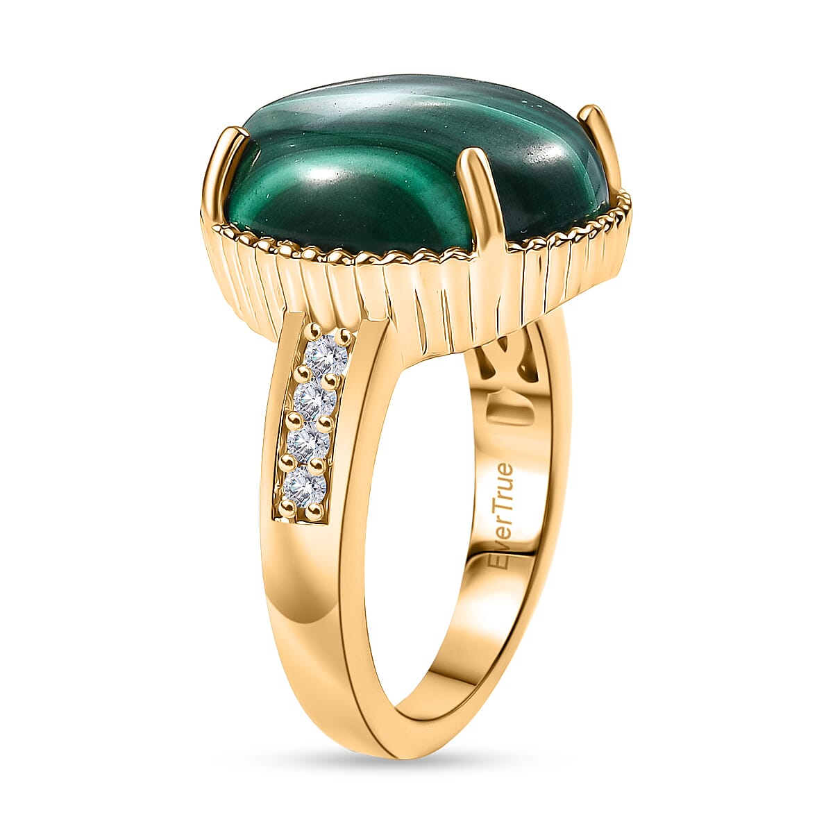 EverTrue Malachite &amp; White Zircon Solitaire Ring in Yellow Gold Tone 12.28 Ct. 8245918 3