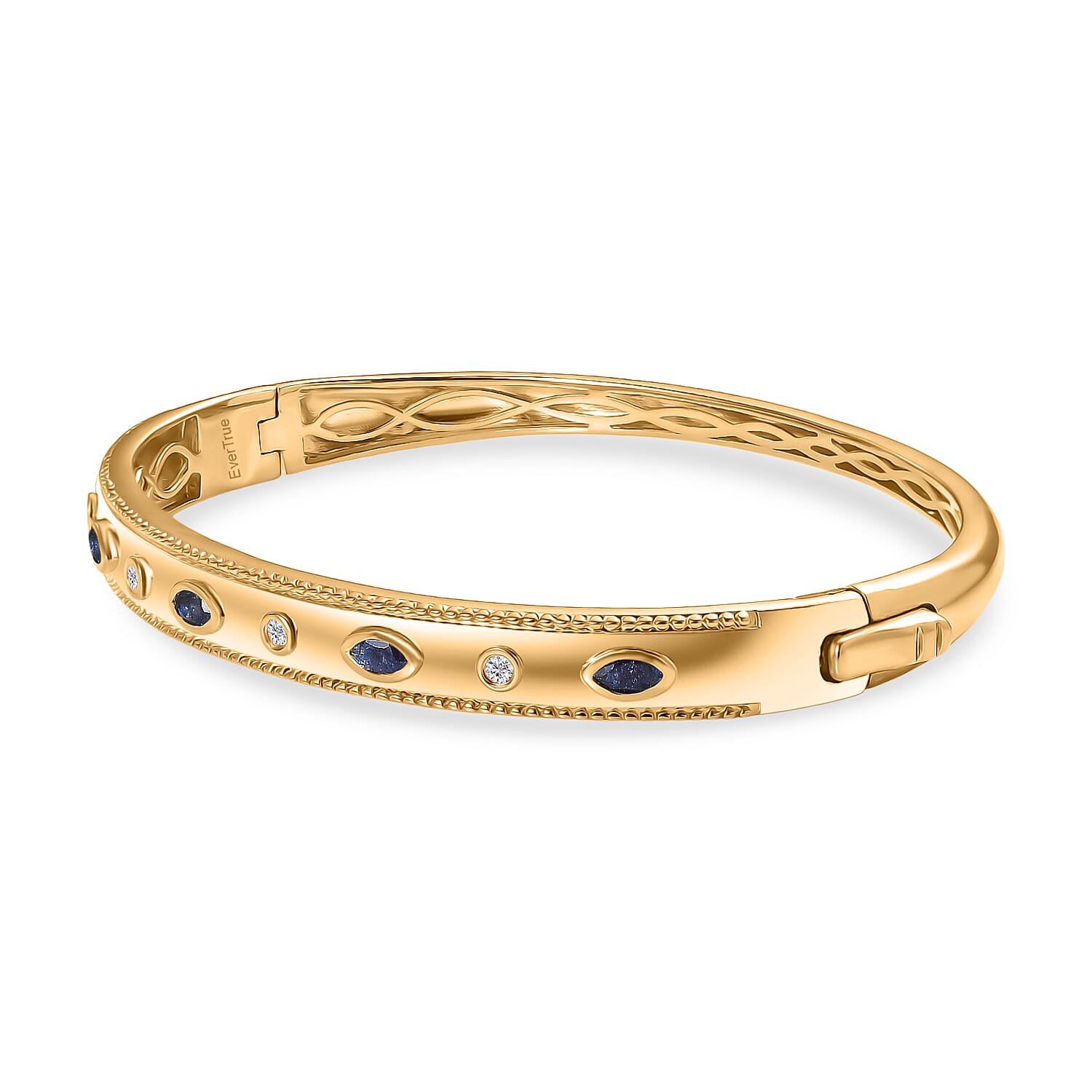 EverTrue Masoala Blue Sapphire &amp; Natural White Zircon Full Bangle (Size -7.5)  1.28 Ct. 8297341 4