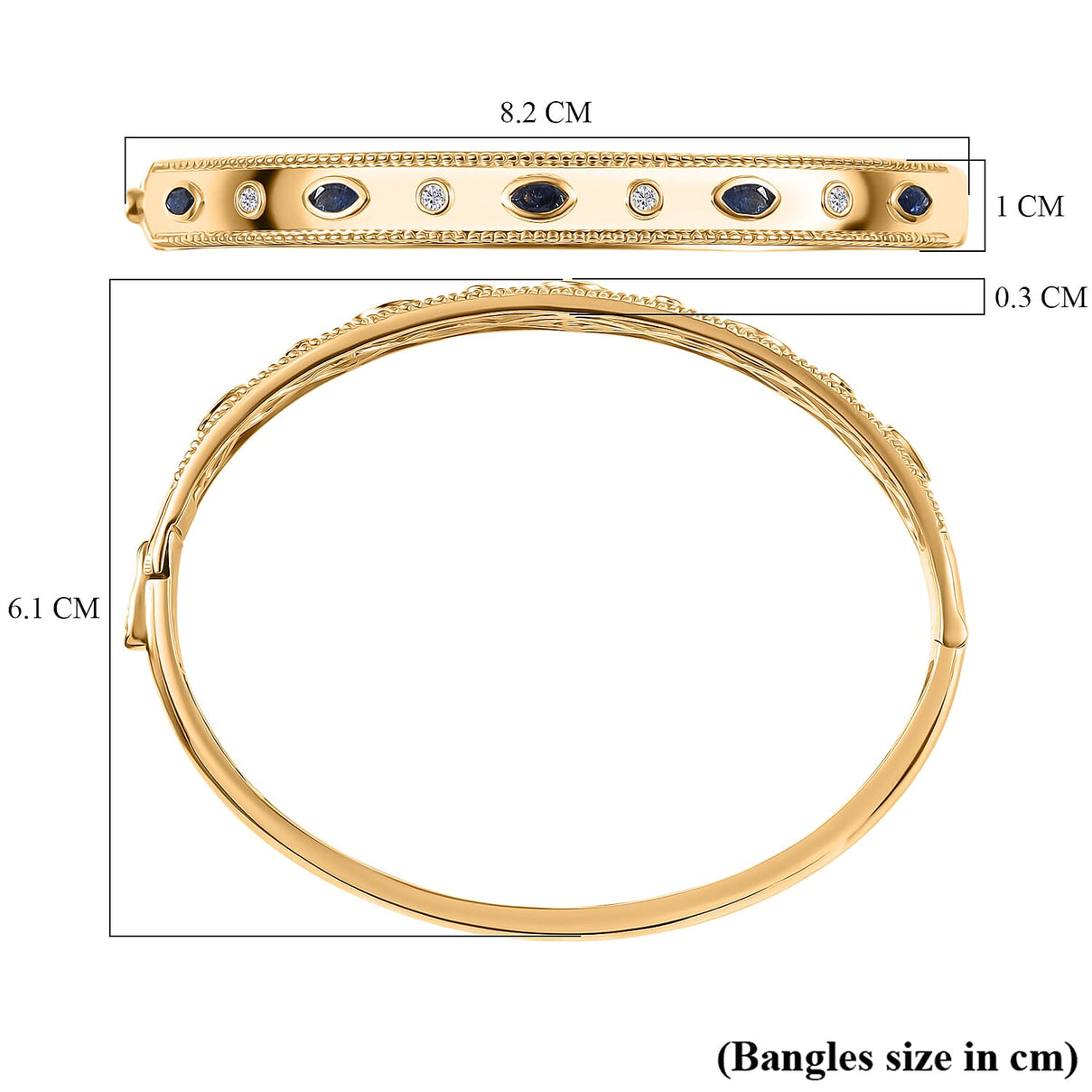 EverTrue Masoala Blue Sapphire &amp; Natural White Zircon Full Bangle (Size -7.5)  1.28 Ct. 8297341 6