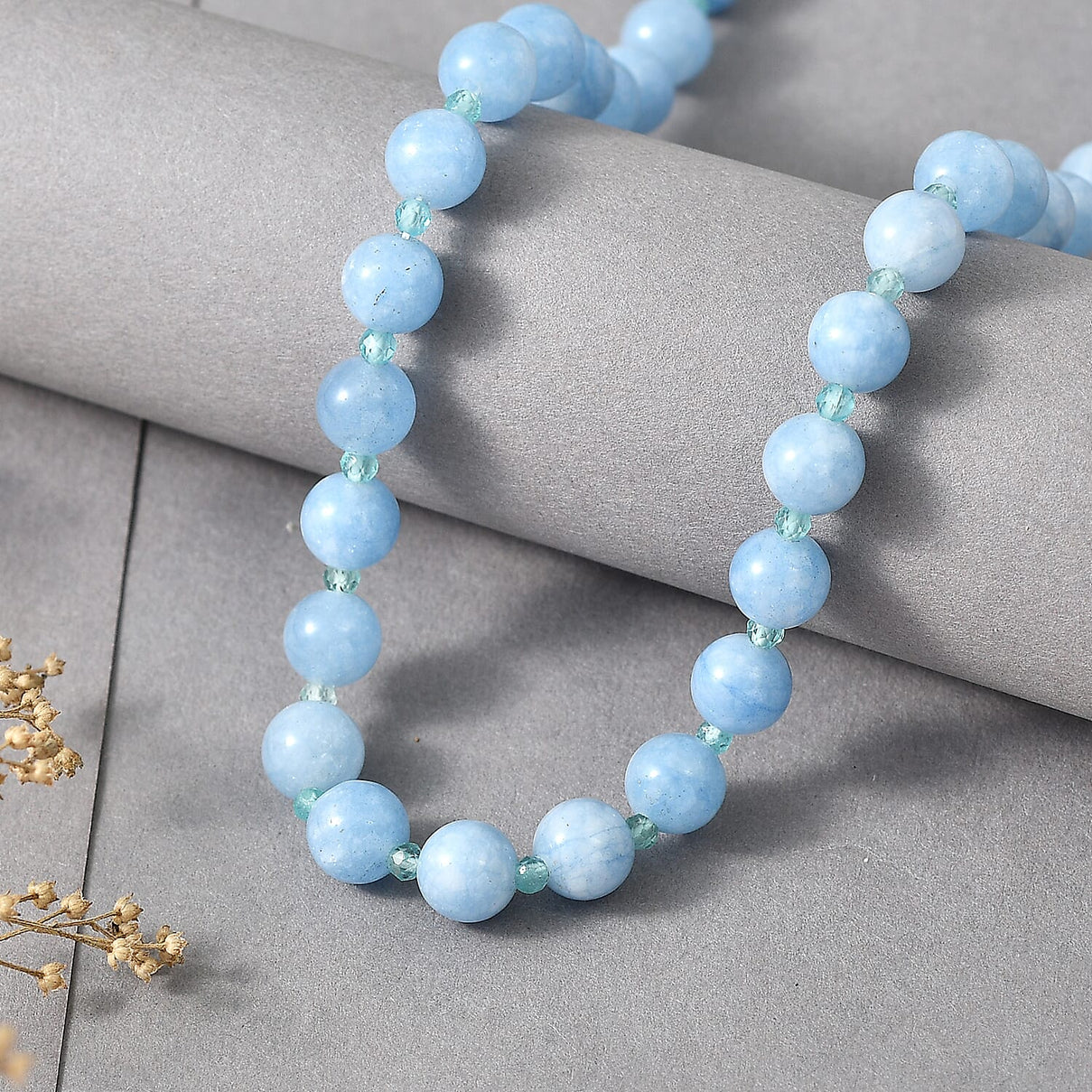Aquamarine and Blue Apatite Necklace (Size - 20-1 Ext) 185.00 Ct. 8545025 3