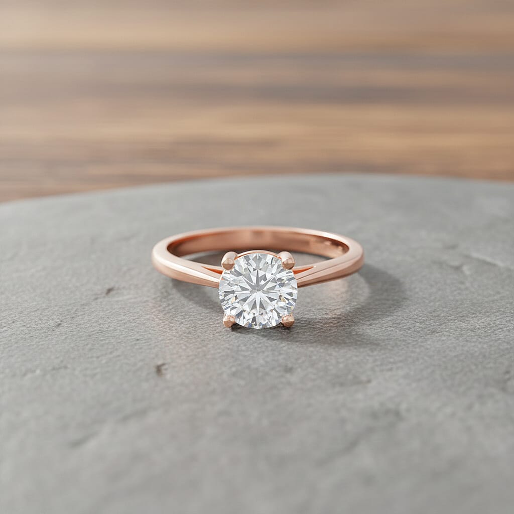 Mega Deals- Moissanite Round 6mm (VS/EF) Solitaire Ring in Rose Gold Tone 1.00 Ct. V32527545 3