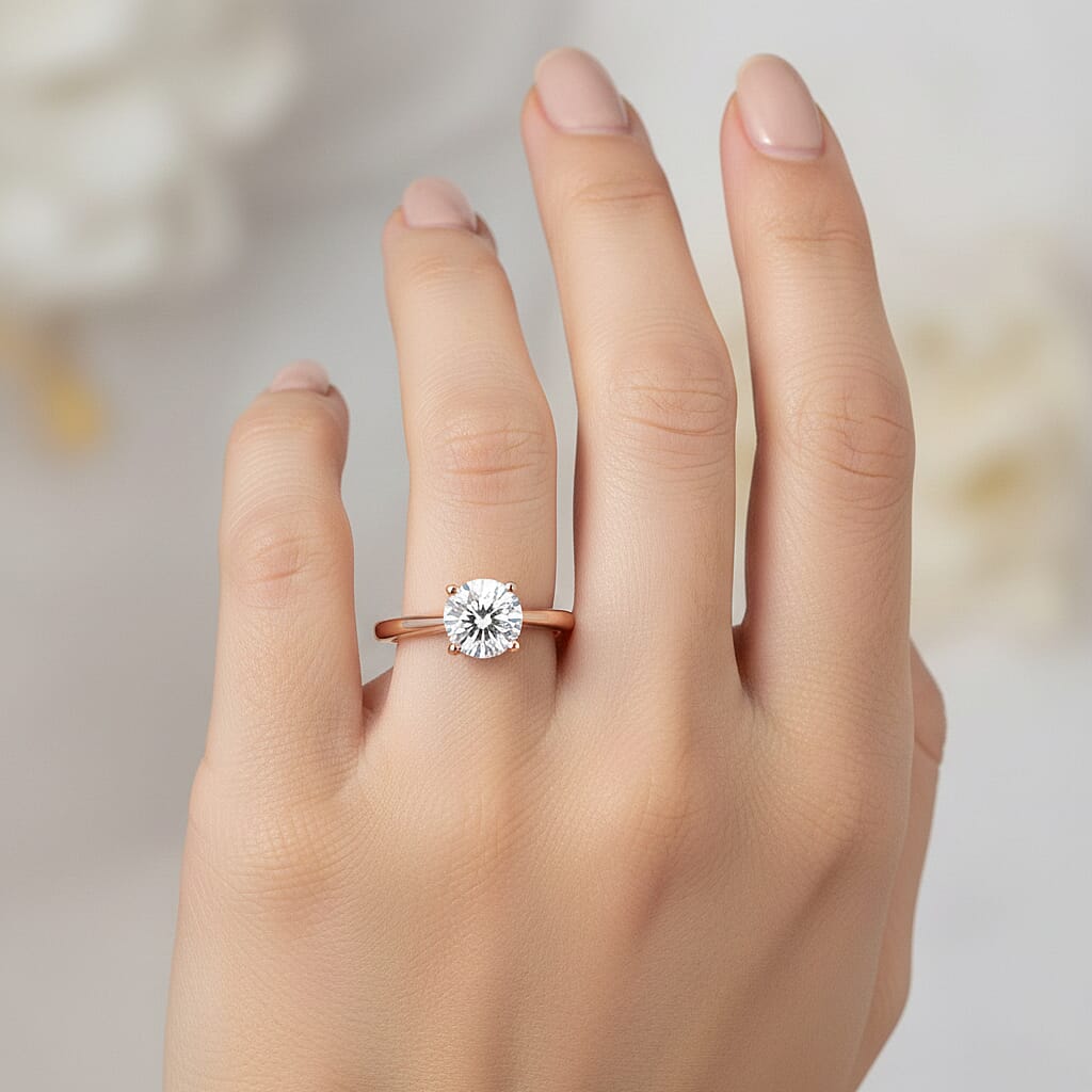 Mega Deals- Moissanite Round 6mm (VS/EF) Solitaire Ring in Rose Gold Tone 1.00 Ct. V32530550 2