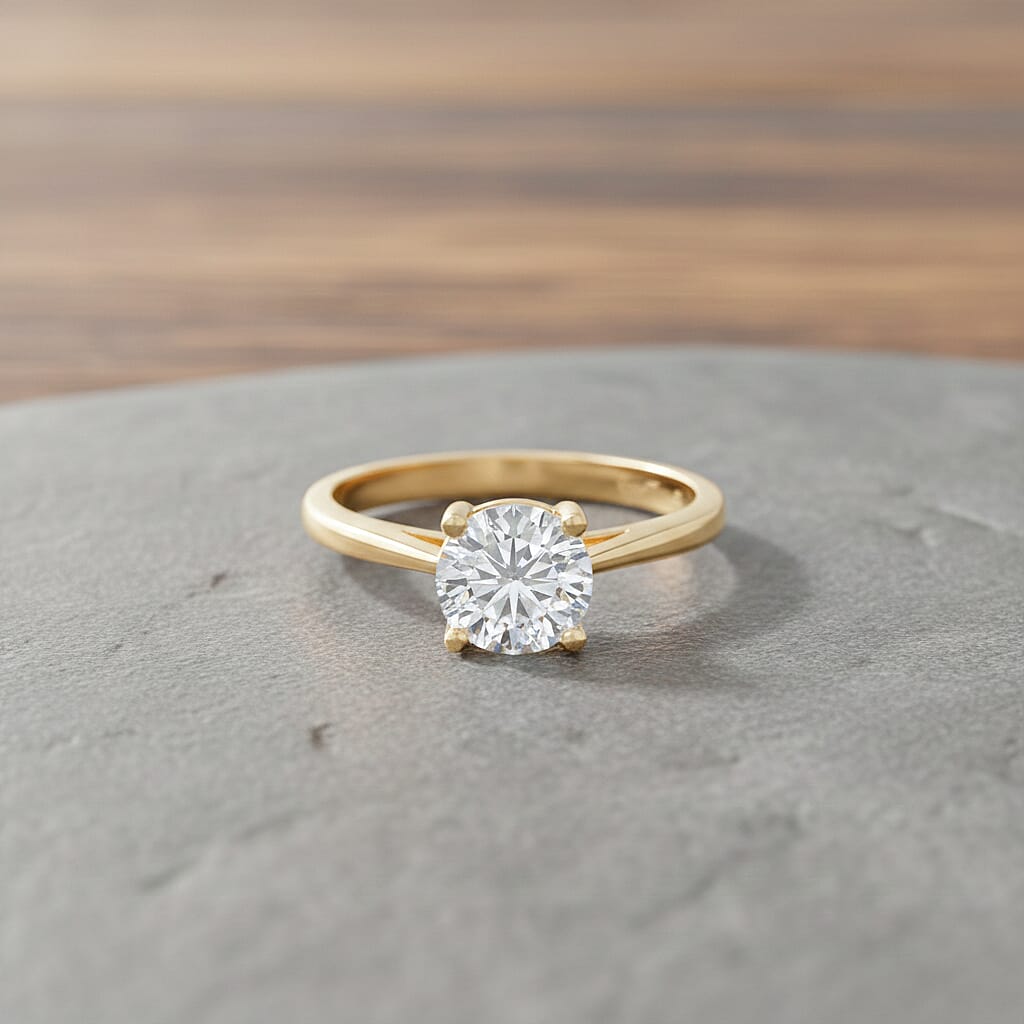 EverTrue Moissanite Solitaire Ring in Yellow Gold Tone 1.00 Ct.