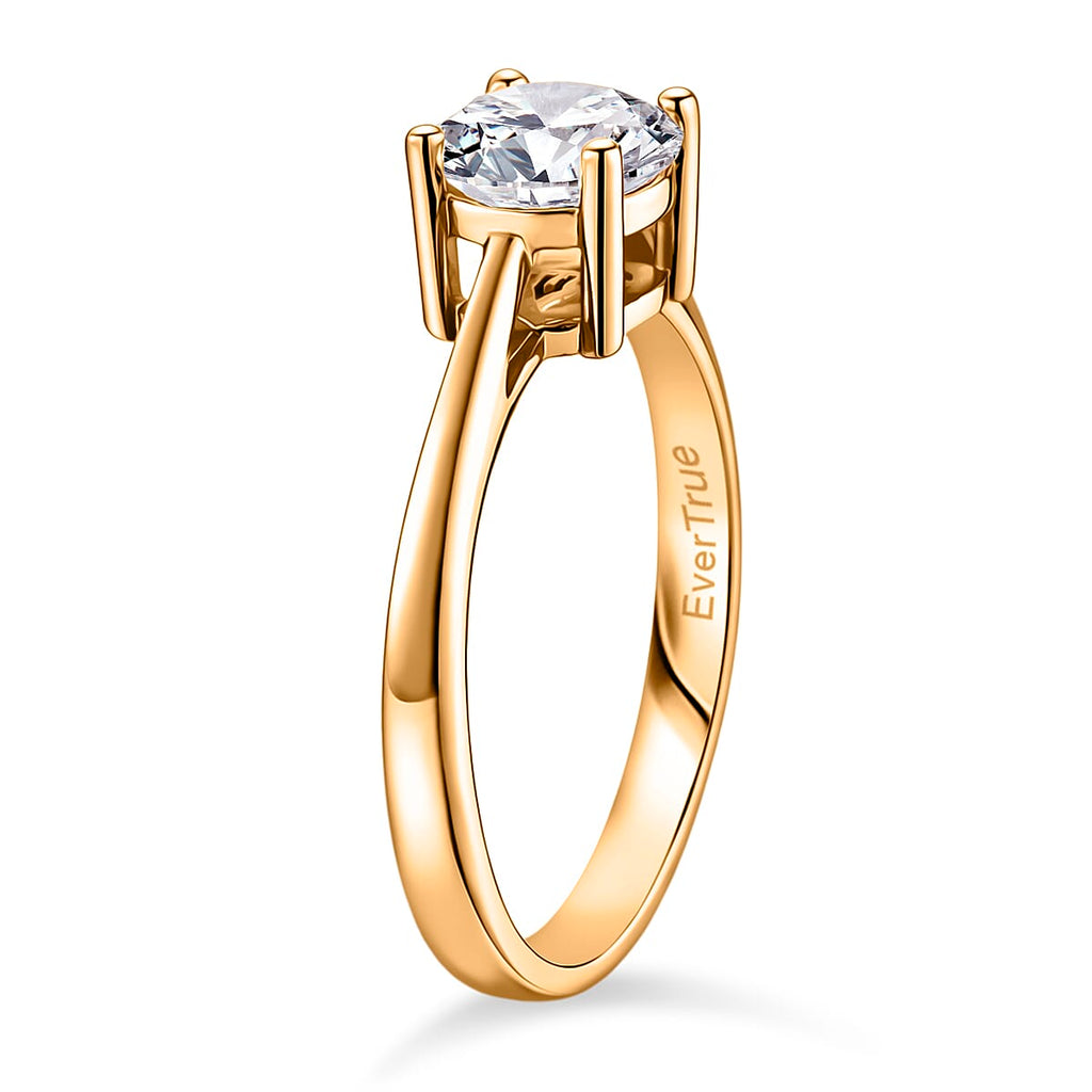 EverTrue Moissanite Solitaire Ring in Yellow Gold Tone 1.00 Ct.