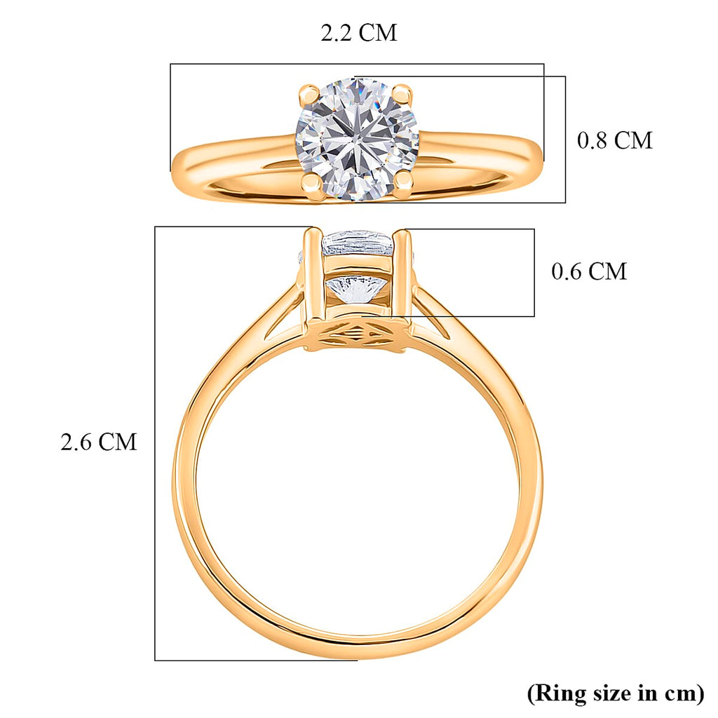 EverTrue Moissanite Solitaire Ring in Yellow Gold Tone 1.00 Ct.