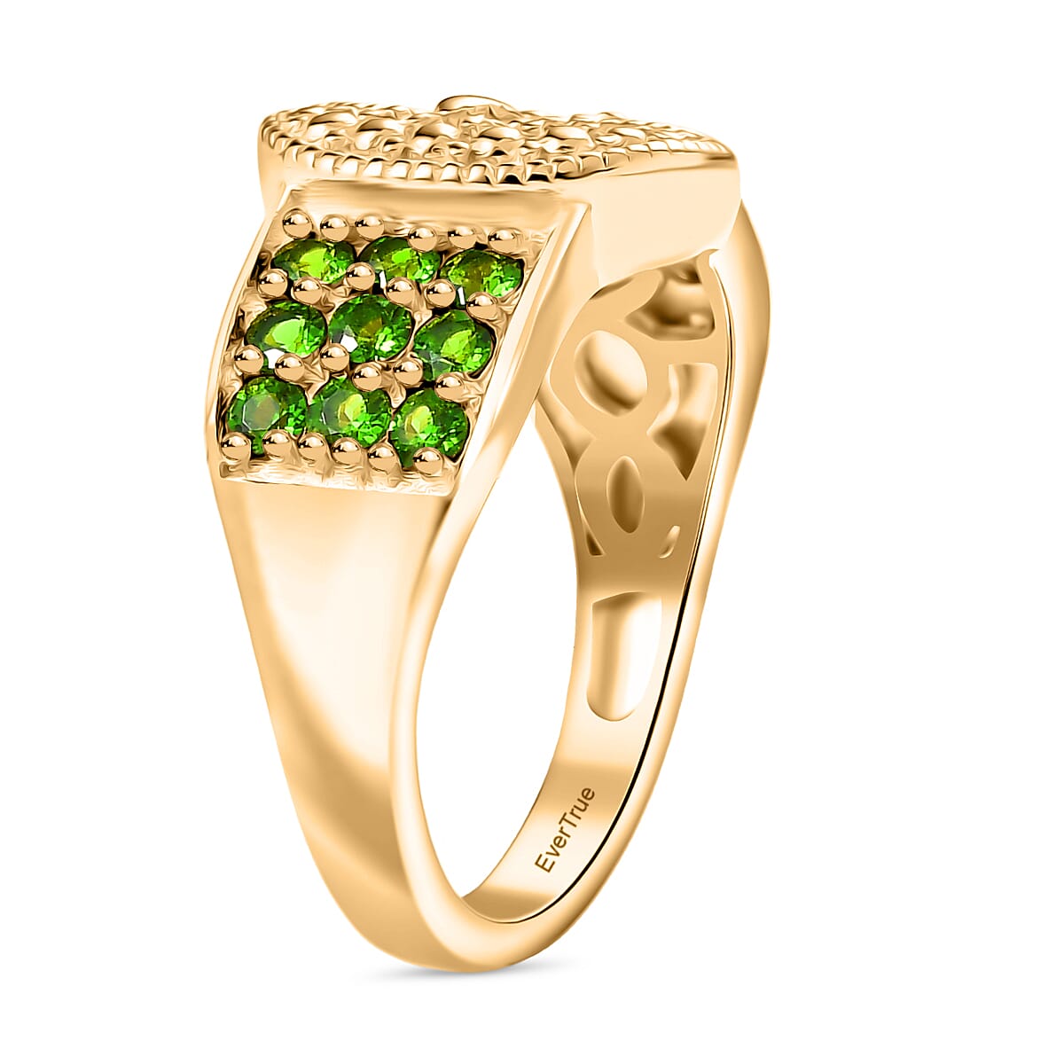 Natural Chrome Diopside Buckle Ring in Yellow Gold Plated 1 Ct. 8298336 4