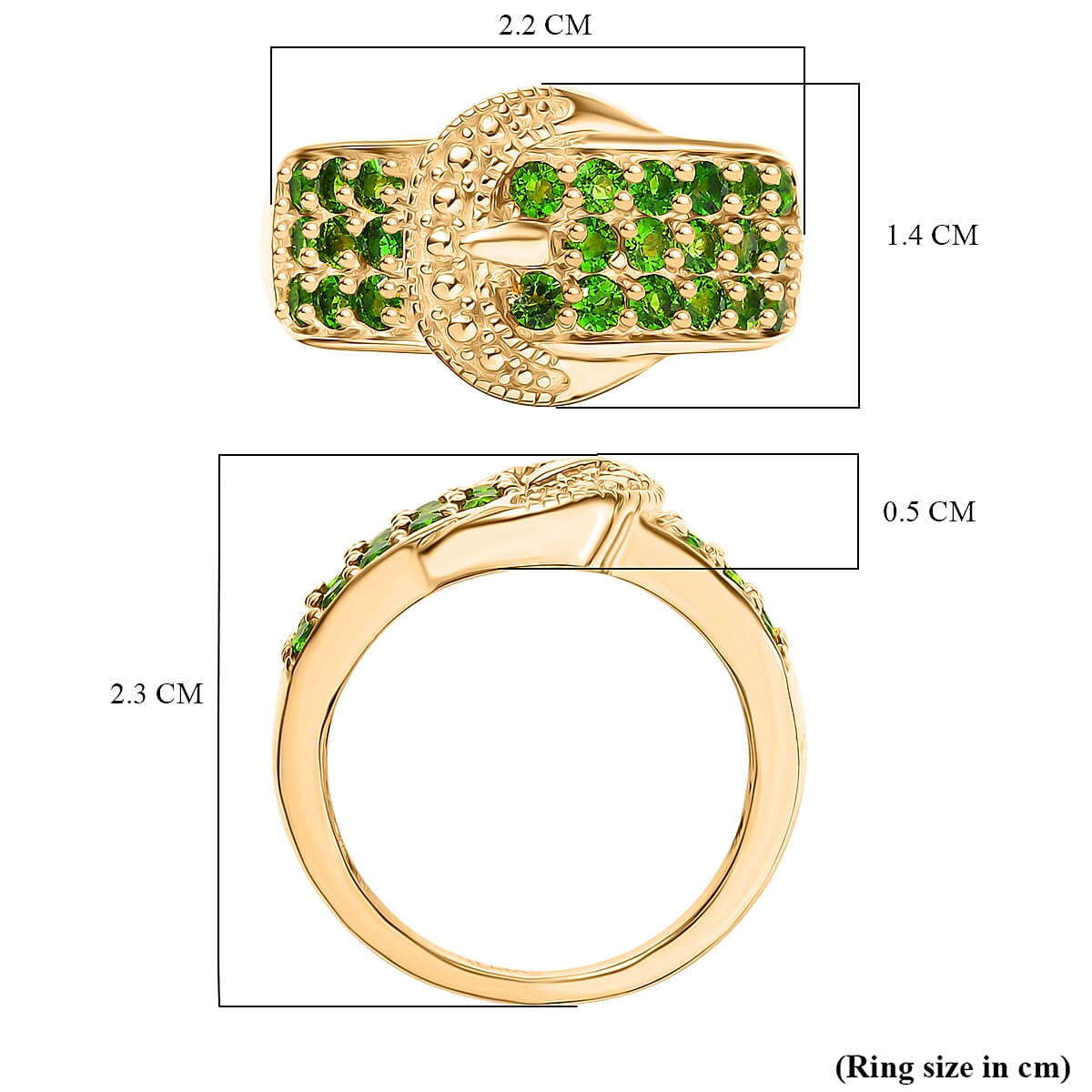 Natural Chrome Diopside Buckle Ring in Yellow Gold Plated 1 Ct. 8298336 6