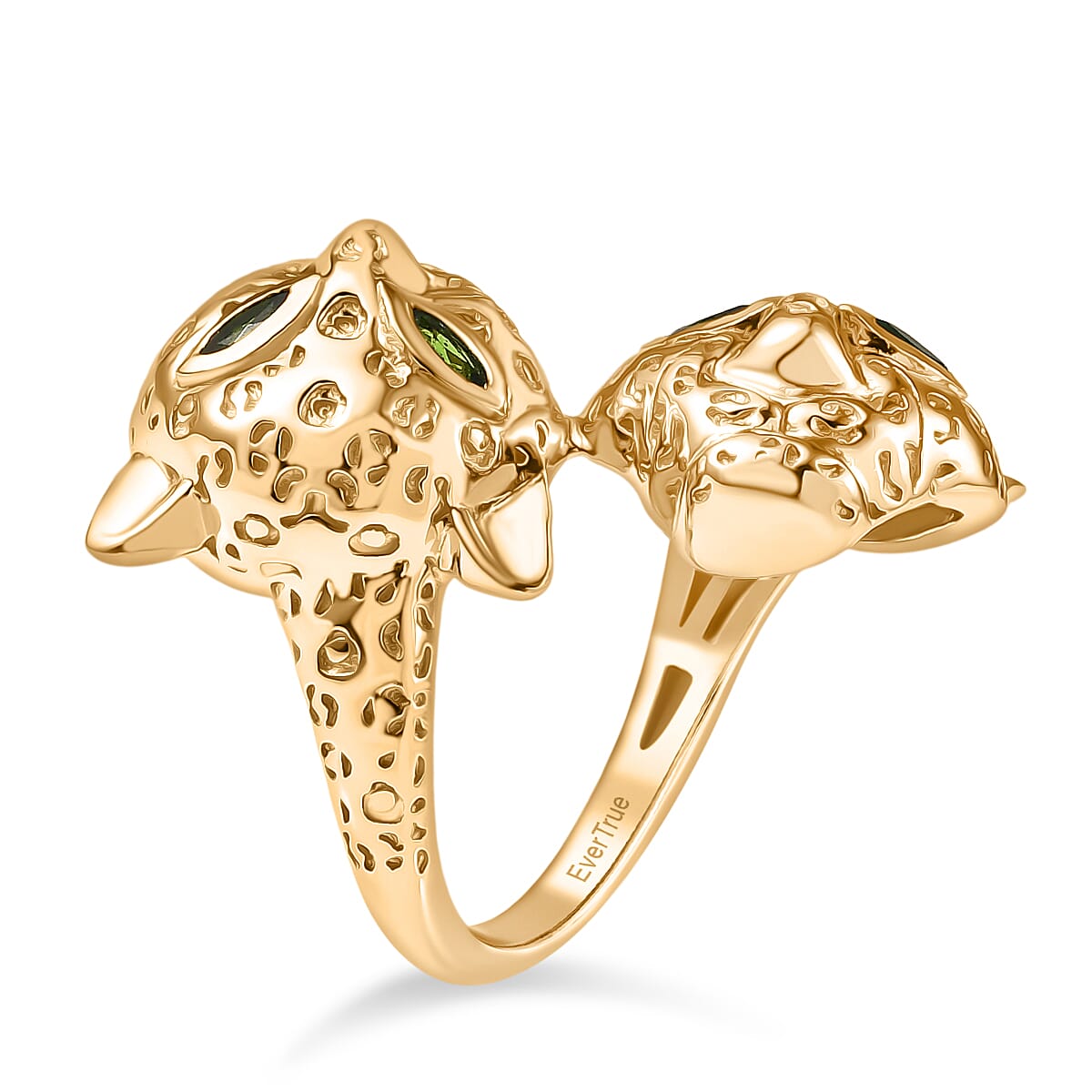 Designer Inspired - Natural Chrome Diopside Panther Ring in Yellow Gold Plated V32512943 4