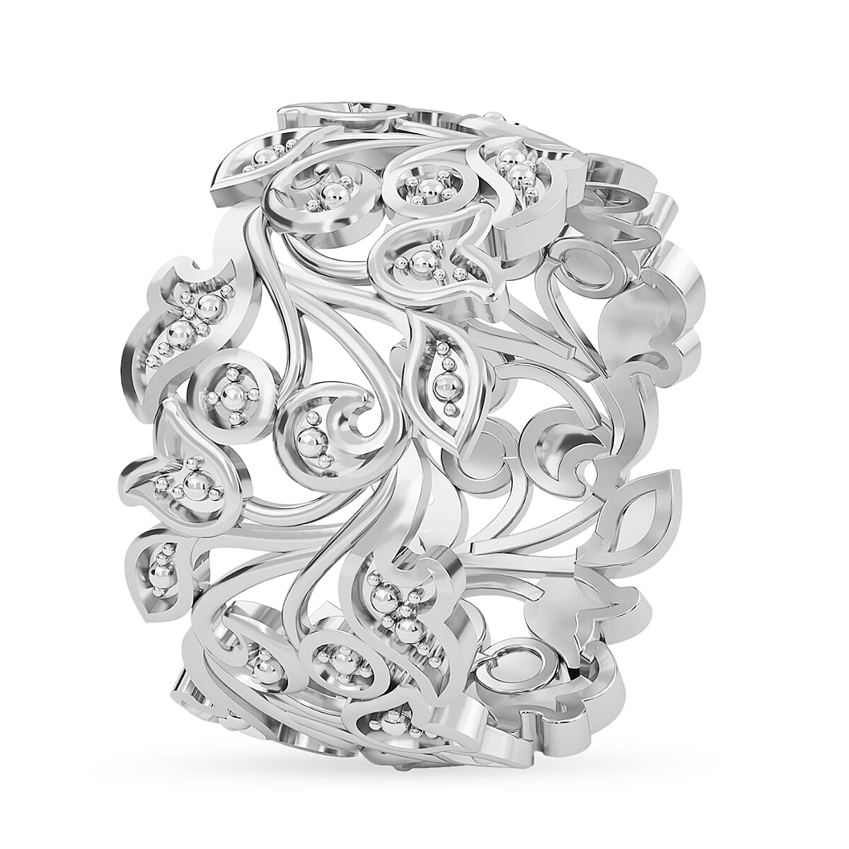 EverTrue Natural White Diamond Leaf Ring in Platinum Overlay V32576777 4