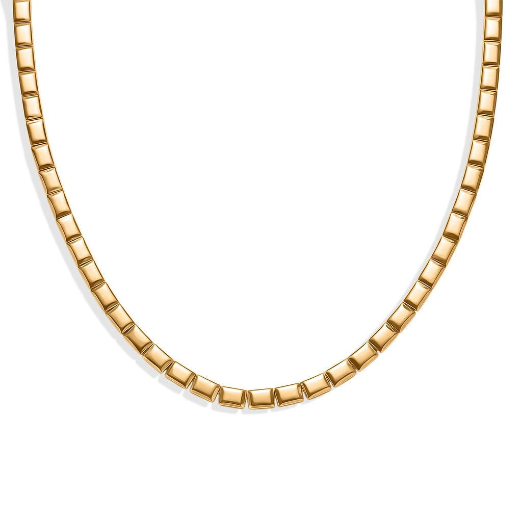 Bronzella Collection - EverTrue Square Link Necklace (Size - 20) with GB Lock Box in 18K Yellow Gold Plating