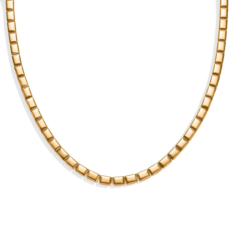 Bronzella Collection - EverTrue Square Link Necklace (Size - 20) with GB Lock Box in 18K Yellow Gold Plating