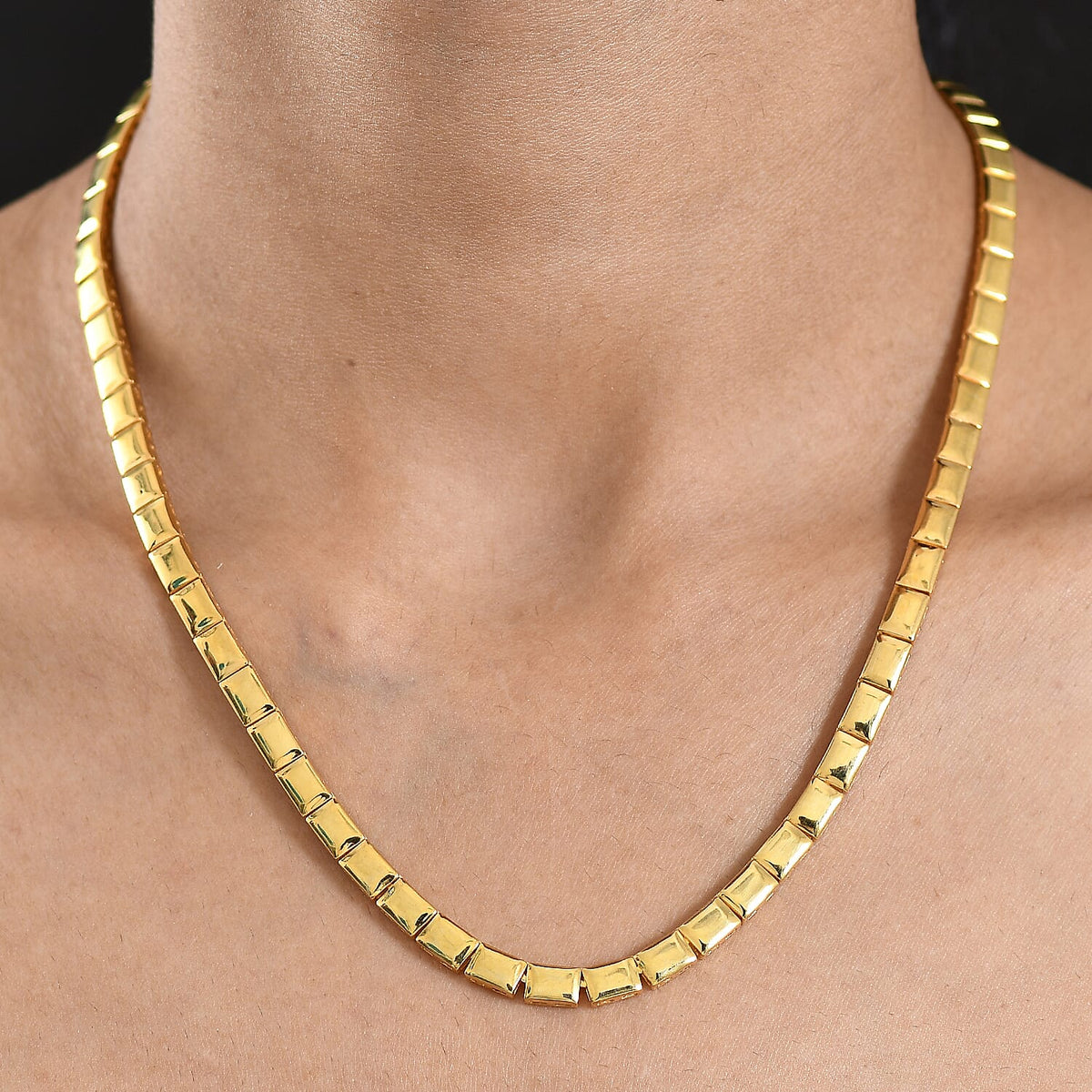 EverTrue Bronzella Collection - Square Link Necklace (Size - 20) with GB Lock Box in 18K Yellow Gold Plating V32756091 2