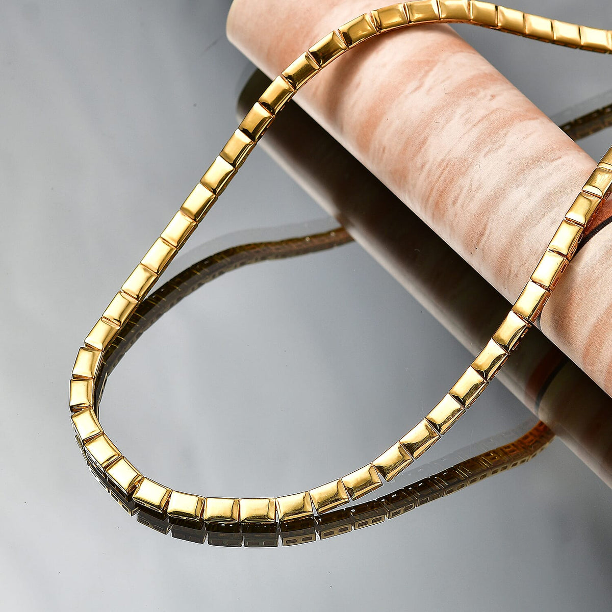 EverTrue Bronzella Collection - Square Link Necklace (Size - 20) with GB Lock Box in 18K Yellow Gold Plating V32756091 3