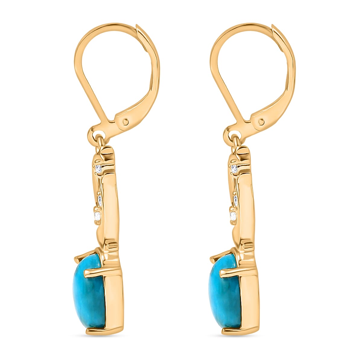 EverTrue Opalina, Black Spinel and White Zircon Dolphin Dangle Push Post Earring in Yellow Gold Plated 4.27 Ct. 8310015 4