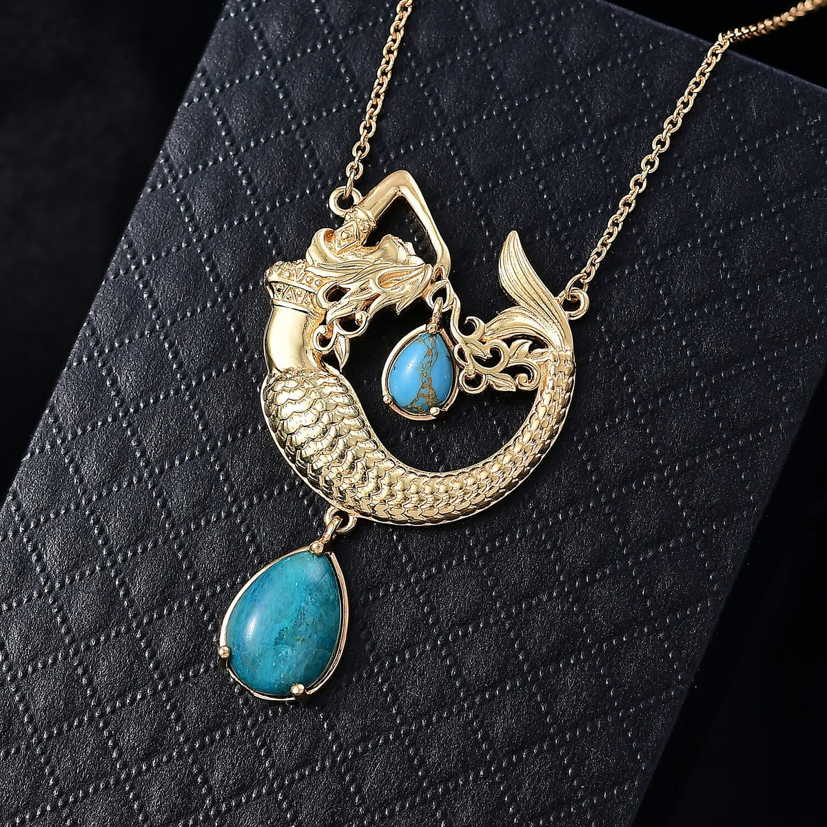 EverTrue Opalina &amp; Blue Turquoise Necklace (Size 20) in Yellow Gold Plated 6.17 Ct. 8310008 1