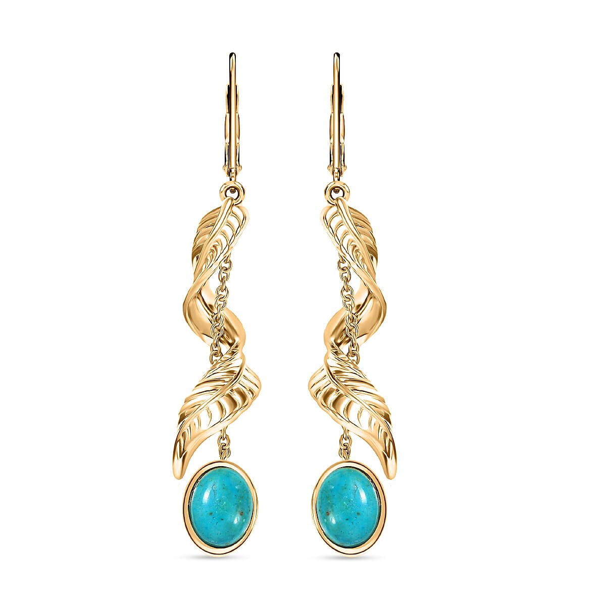 EverTrue Oval Cut Opalina Drop Leaf Earring in Yellow Gold Plated 3.44 Ct. 8309964 0