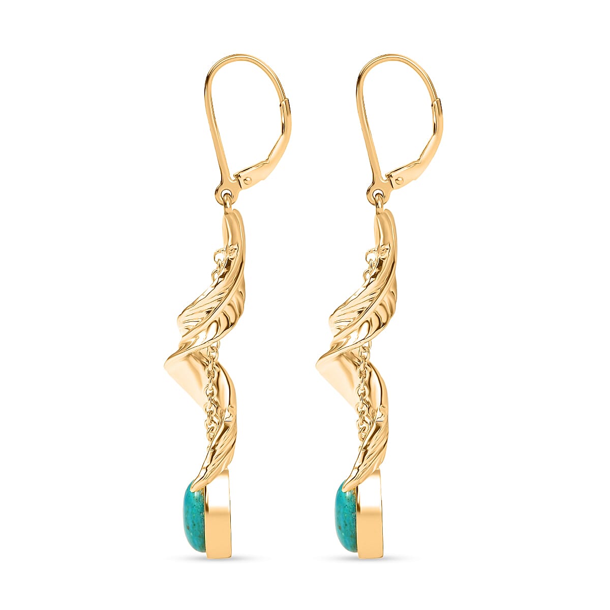 EverTrue Oval Cut Opalina Drop Leaf Earring in Yellow Gold Plated 3.44 Ct. 8309964 4