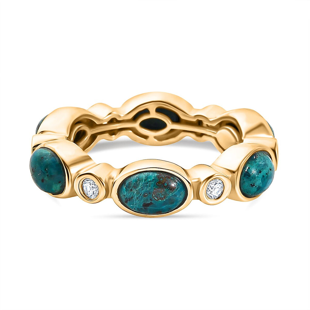 EverTrue Opalina & White Zircon Band Ring in Yellow Gold Plated 3.41 Ct.