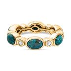 EverTrue Opalina & White Zircon Band Ring in Yellow Gold Plated 3.41 Ct.