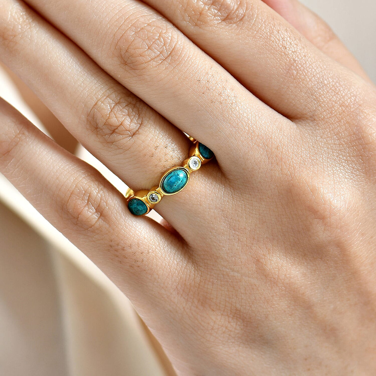 EverTrue Opalina, White Zircon Band Ring in Yellow Gold Plated V32576941 3