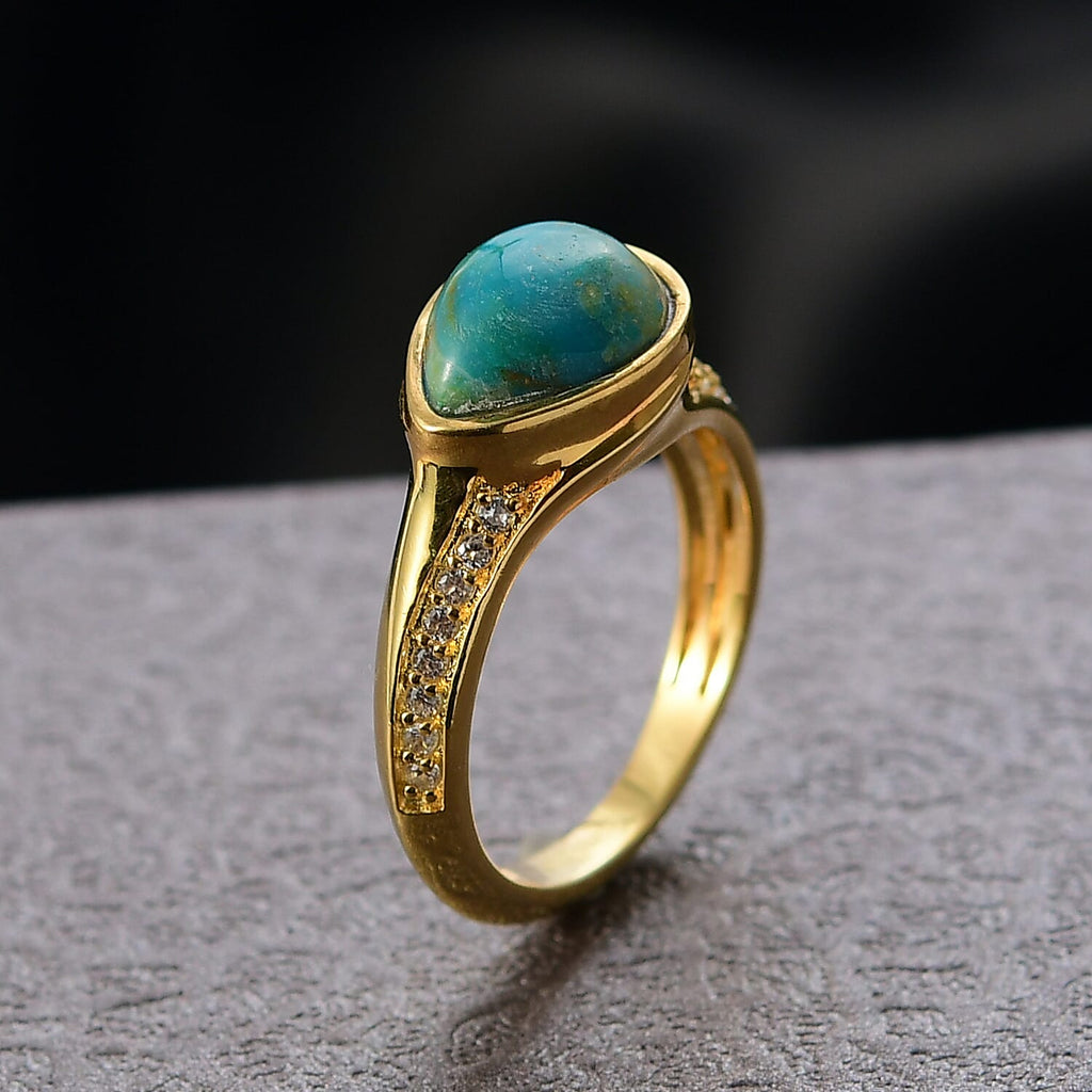 EverTrue Opalina & White Zircon Ring in Yellow Gold Plated 2.69 Ct.
