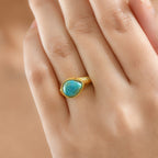 EverTrue Opalina & White Zircon Ring in Yellow Gold Plated 2.69 Ct.