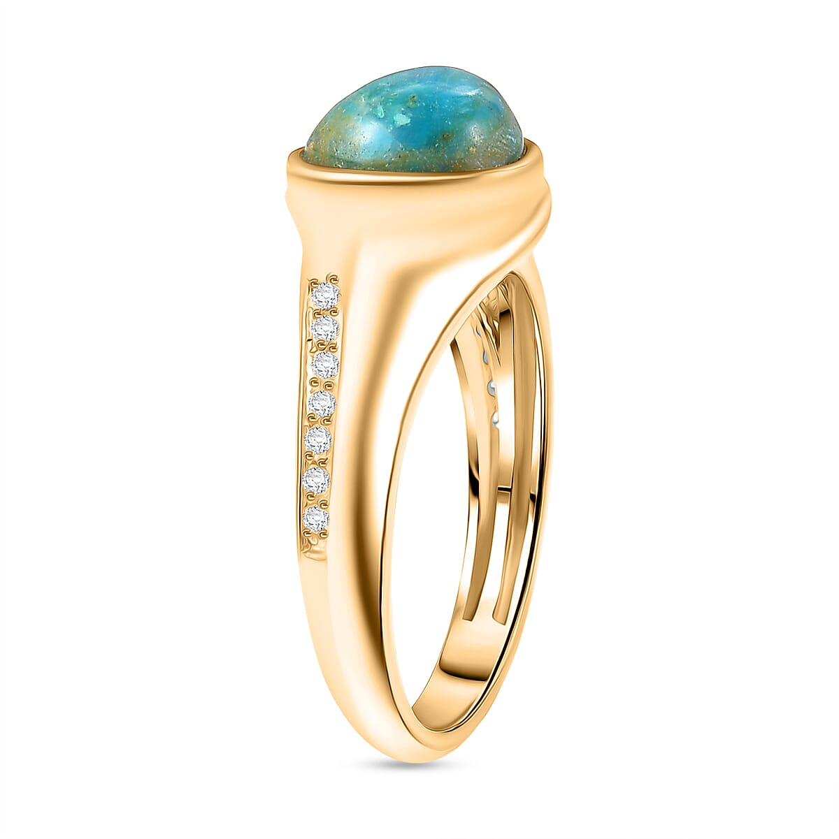 EverTrue Opalina &amp; White Zircon Ring in Yellow Gold Plated 2.69 Ct. V32520058 4